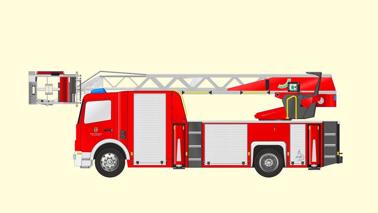 Zeichnung einer Drehleiter