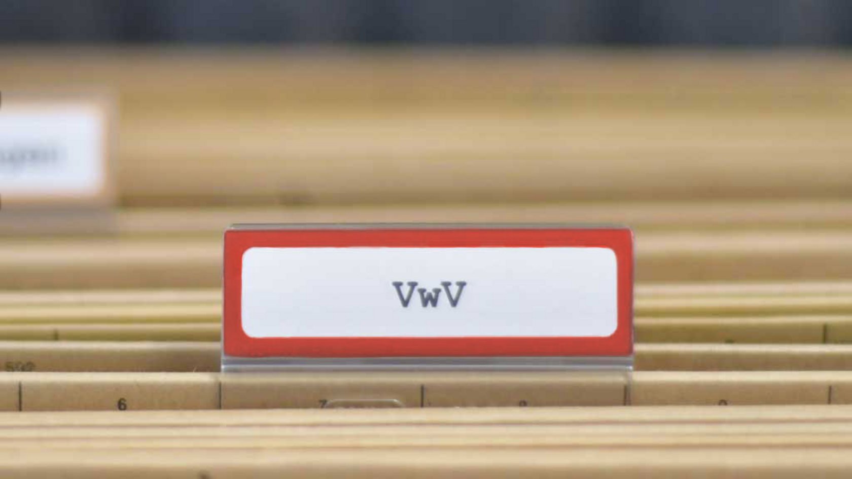 Hängeregister mit der Beschriftung VWV