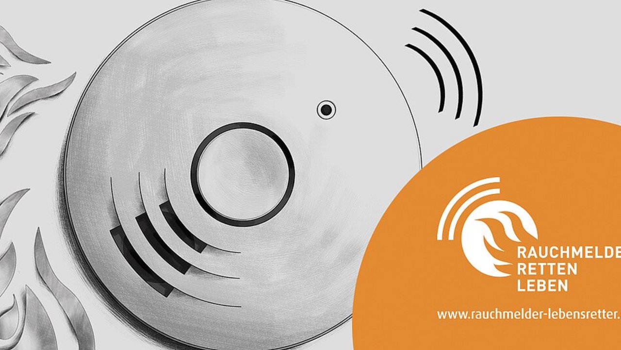Rauchmelder mit nebenstehendem Text: Rauchmelder retten leben