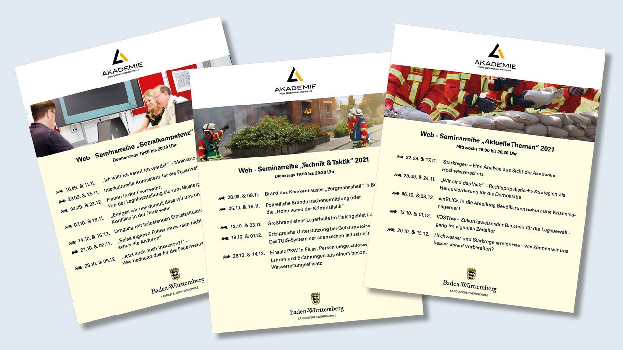 Flyer der Akademie mit den Seminarreihen 2021