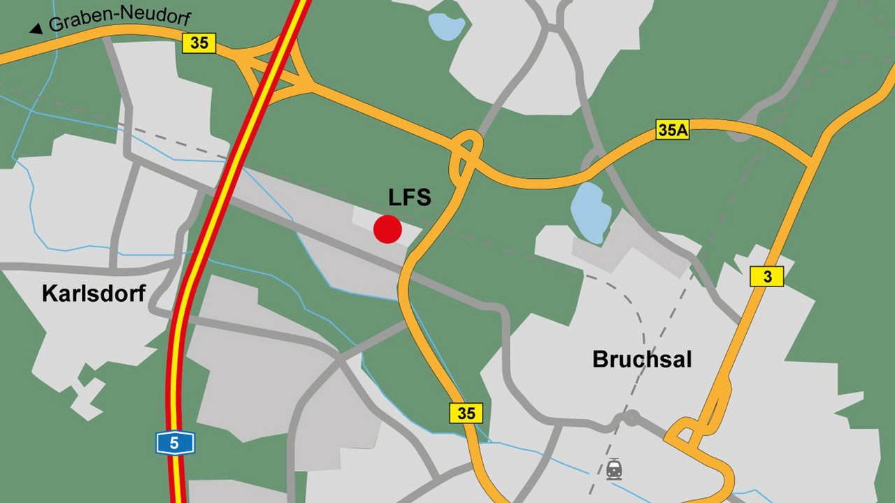 Landkarte mit dem Ausschnitt Bruchsal 